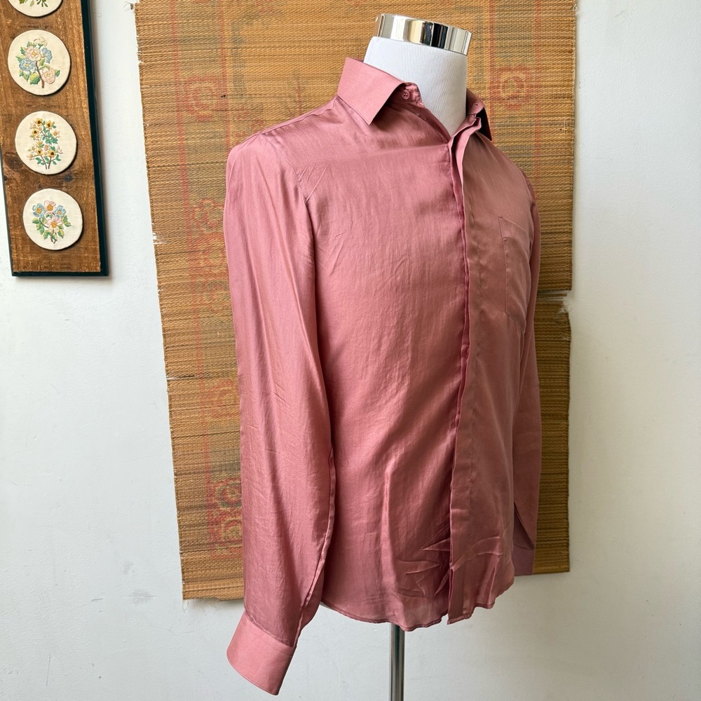 Vintage Silk Pink Dress Shirt - Picture 9 of 14